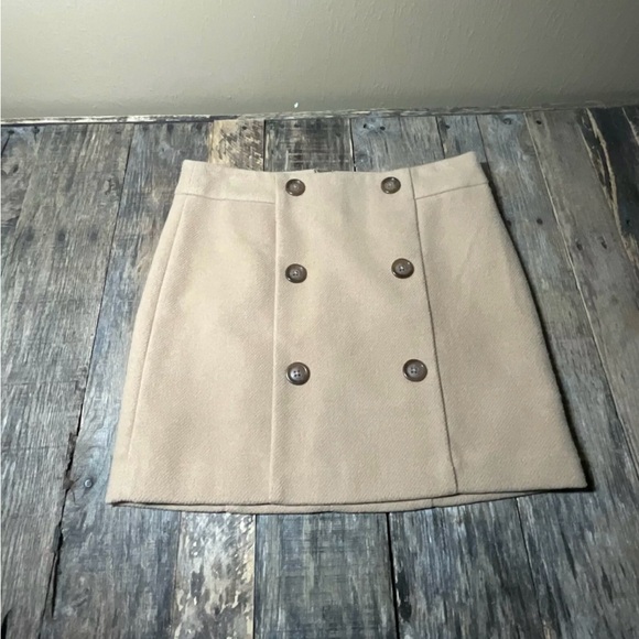 GAP Dresses & Skirts - Gap Skirt Womens Size 4 Beige Wool Blend Short A-Line Sailor Style Rear Zip